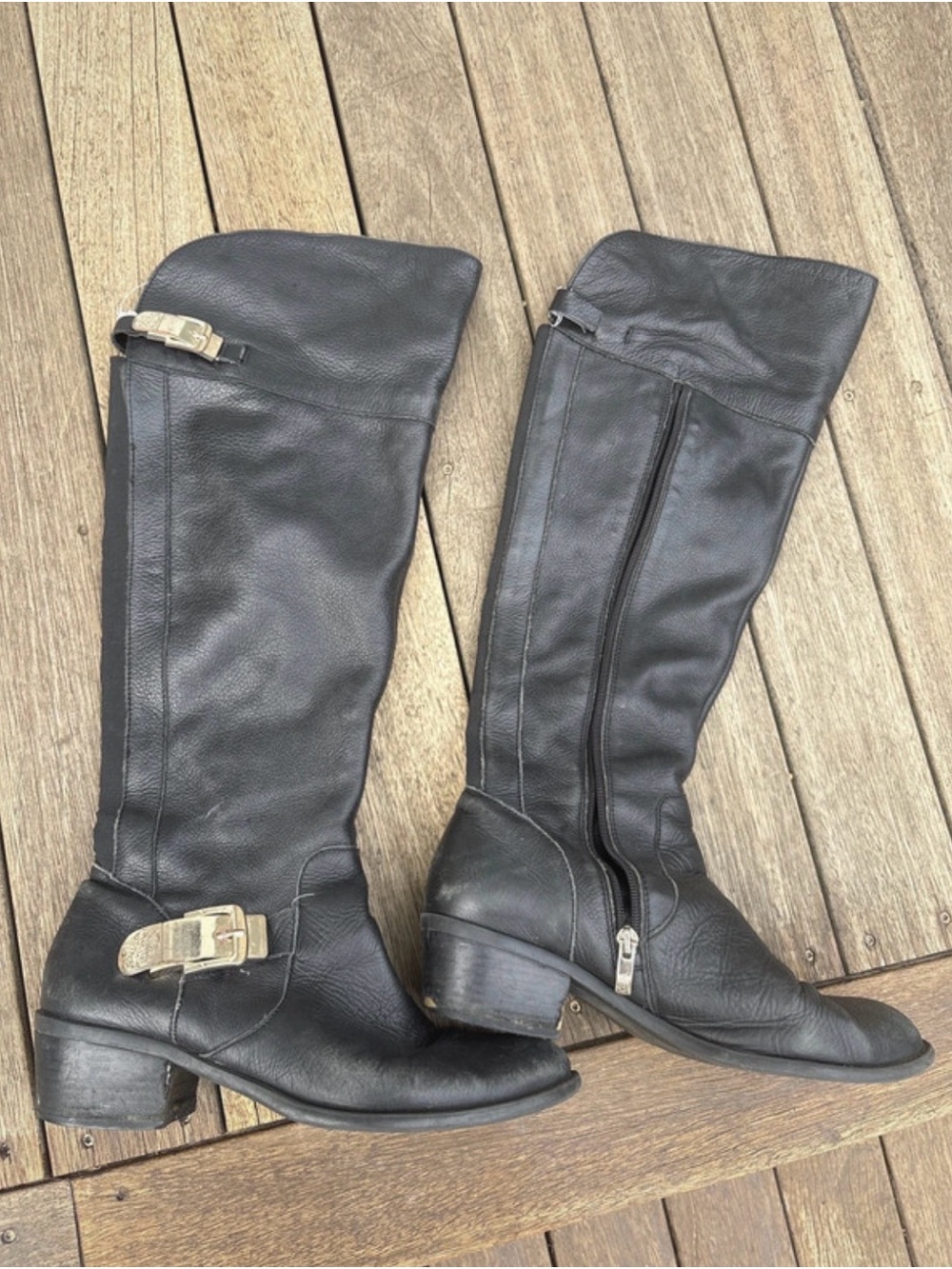 Vince Camuto Black Leather Over-the-Knee Riding Boots